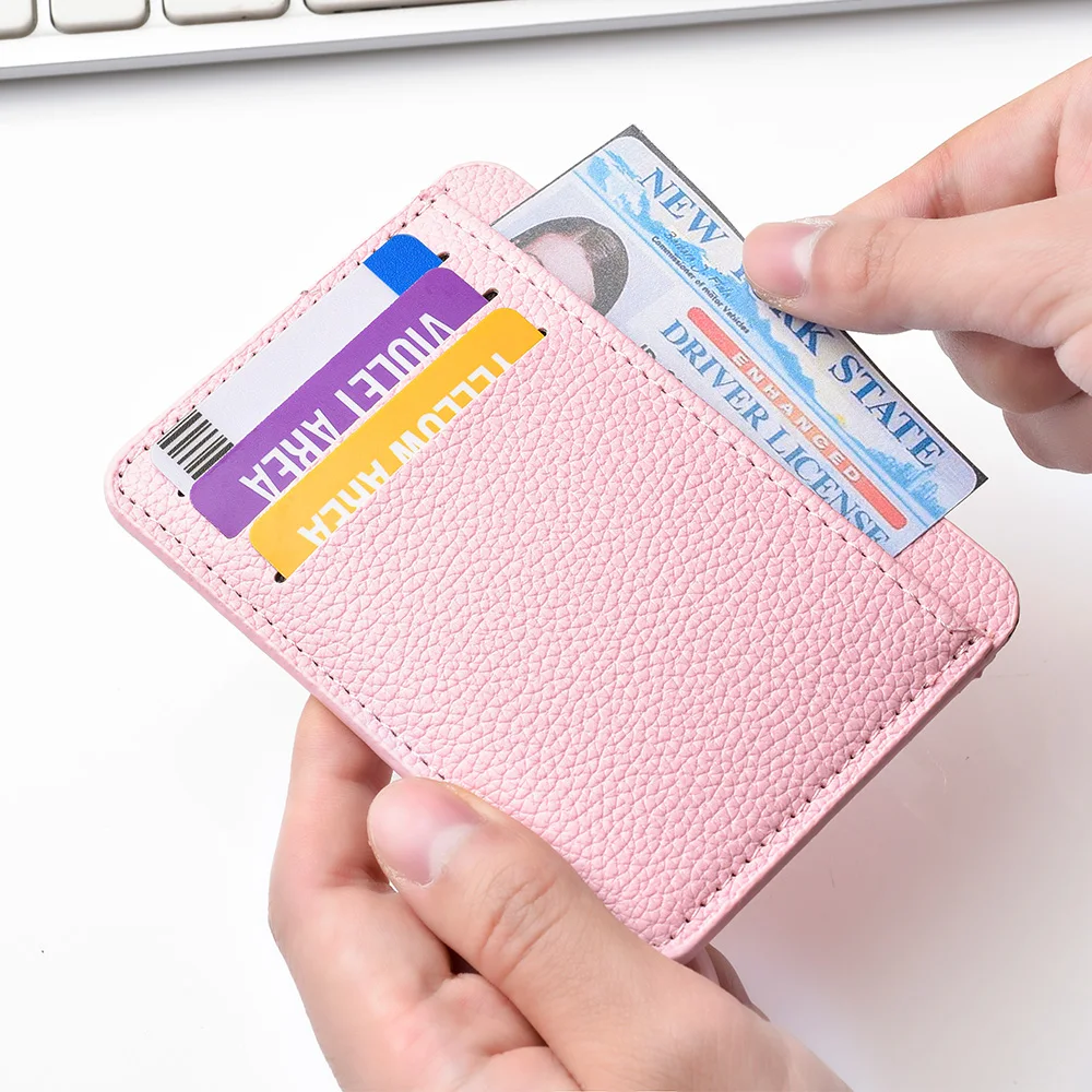 1 قطعة المرأة قصيرة رقيقة جدا موضة صغيرة بطاقة البنك حامل بطاقة الائتمان محفظة بسيطة حامل بطاقة جلدية بولي PU #2