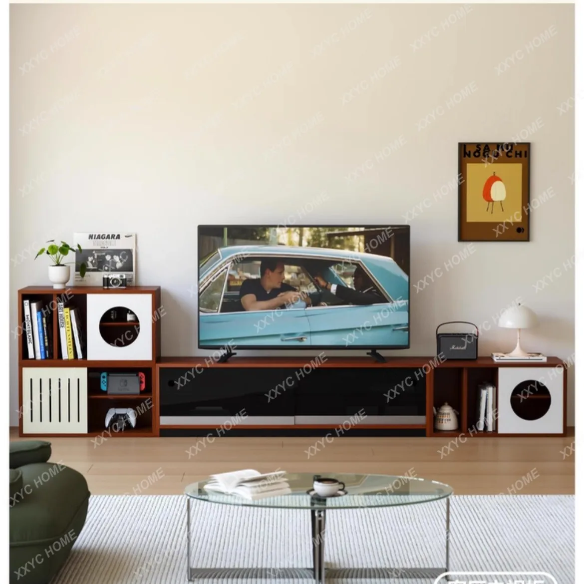 

ТВ-тумба A Mies в средневековом стиле из массива дерева, комбинированная, для гостиной, свободная комбинация