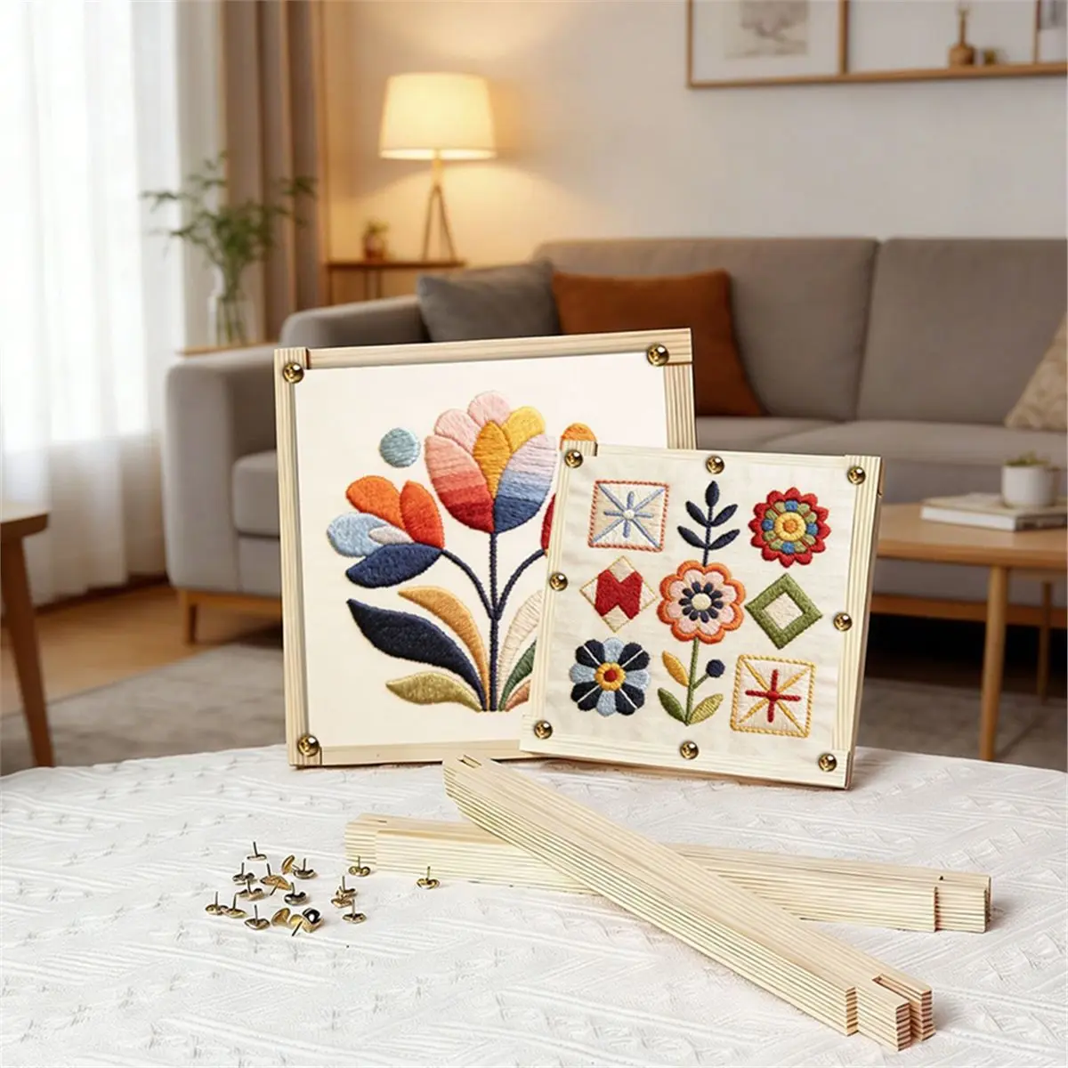 PROMOTION~ 1Set Wooden Stretcher Bars for Needlework with Tacks and Remover, Multiple Sizes