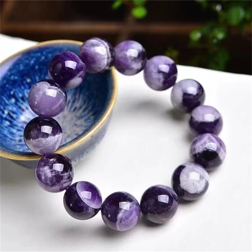 Charm Crystal Amethyst Round Beads Bracelet for Women Natural Stone 8-12mm Jewelry Energy Cured Beading Gift Girls Accessories