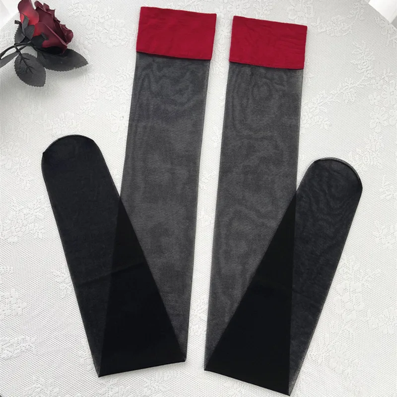 Neue sexy Overknee-Strümpfe, Gothic-Spitze, transparente, oberschenkelhohe Strümpfe, Damen-Punk-JK-Strümpfe aus dünner Seide, einfarbig, 1/4 Stück – Detail 1