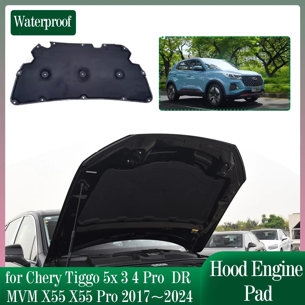 Hood Engine Insulation for Chery Tiggo 5x 3 4 Pro DR MVM X55 X55 Pro 2017~2024 Soundproof Heat Cotton Pad Liner Cover Accessorie