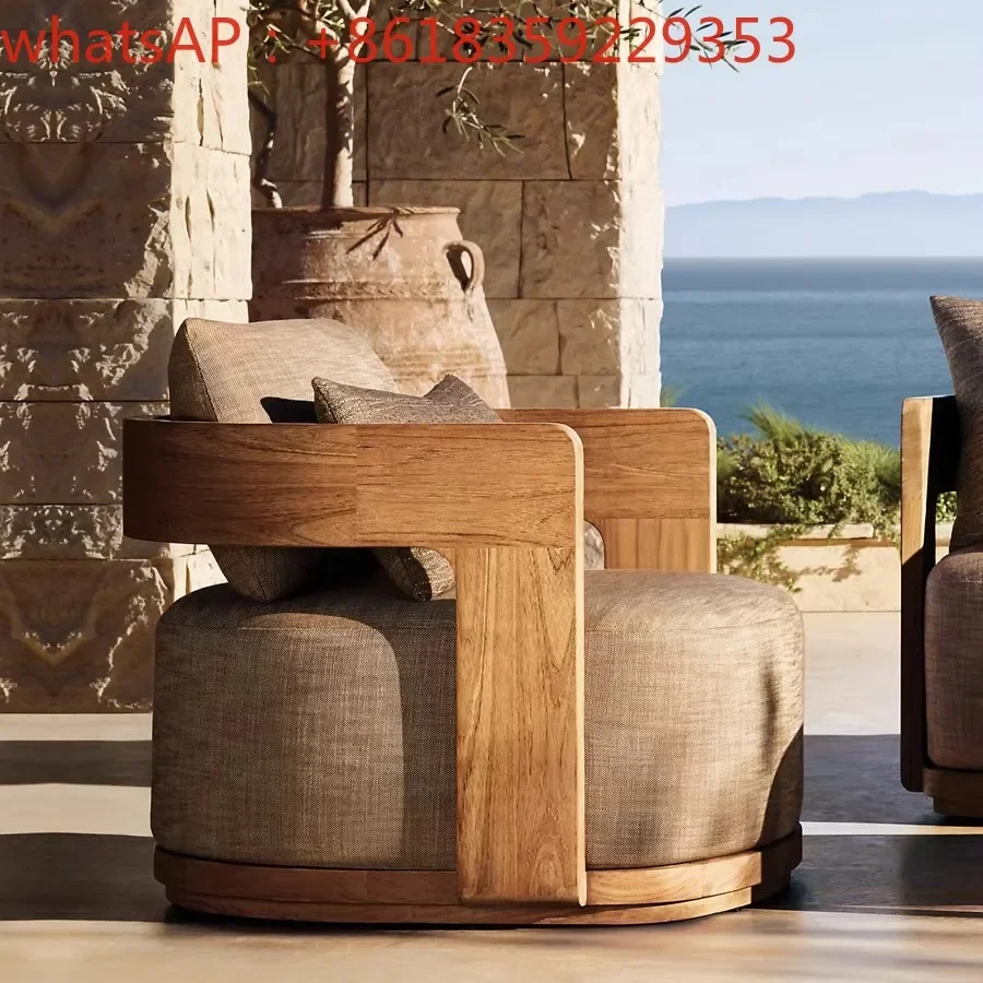 Outdoor teak sofa courtyard villa garden hotel B & B open-air leisure combination waterproof sunscreen furniture