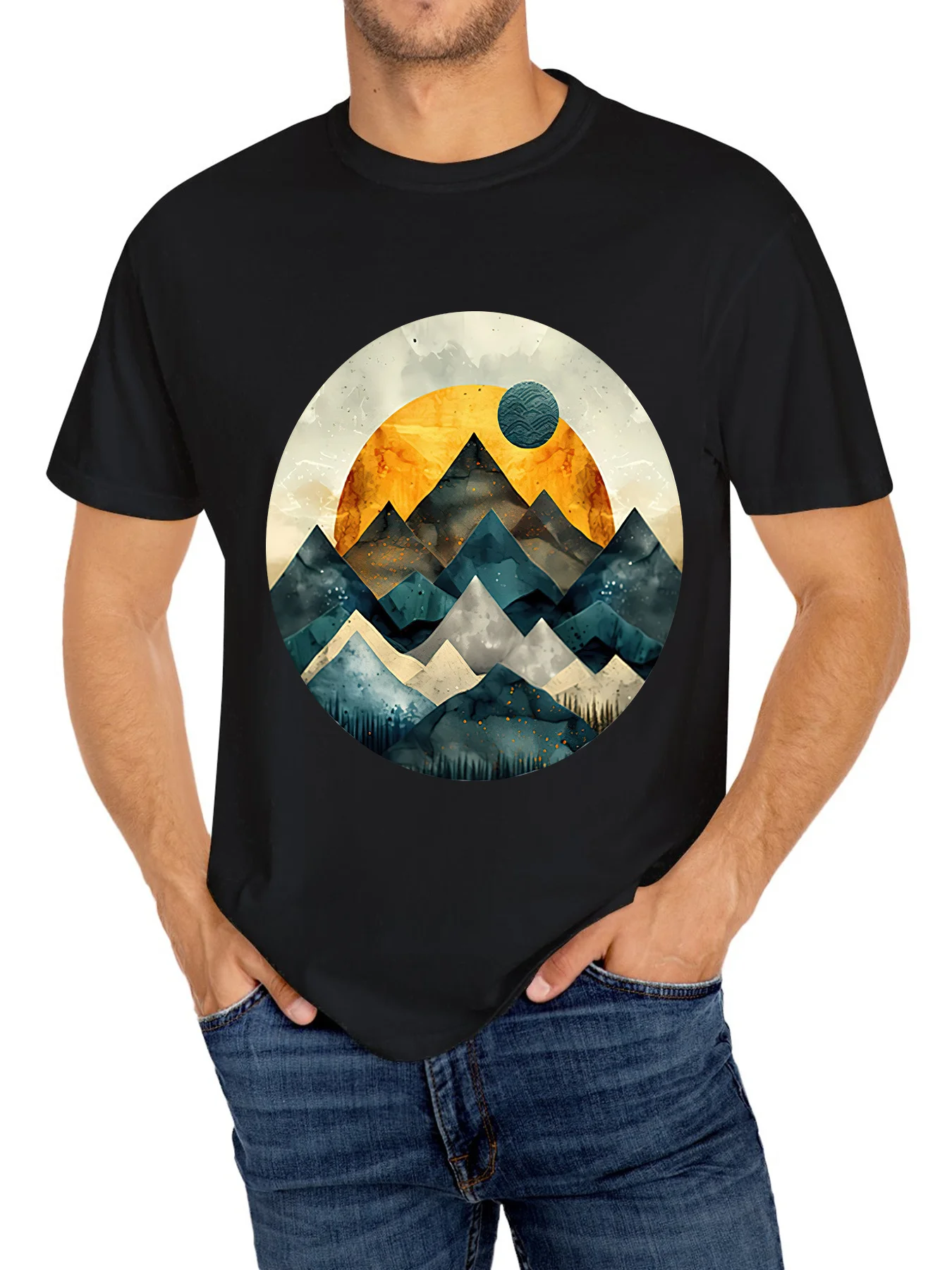 

Men's Casual Cotton T Shirt Short Sleeve Round Neck with Unique Graphic Design Perfect for Summer Outings Sports