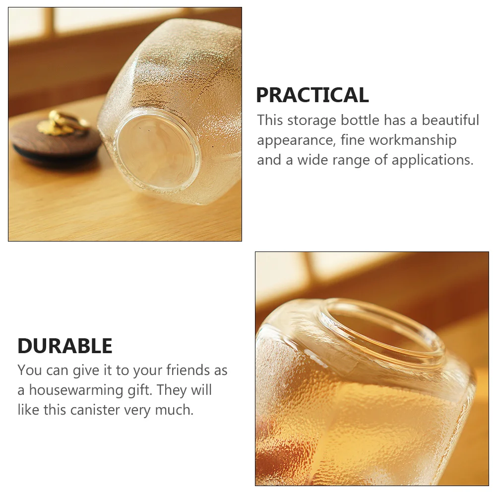 

Hammered Glass Tea Canister Retro Food Storage Container Airtight Kitchen Jar For Nuts Cereals Rice Multi-Grain Candy Household