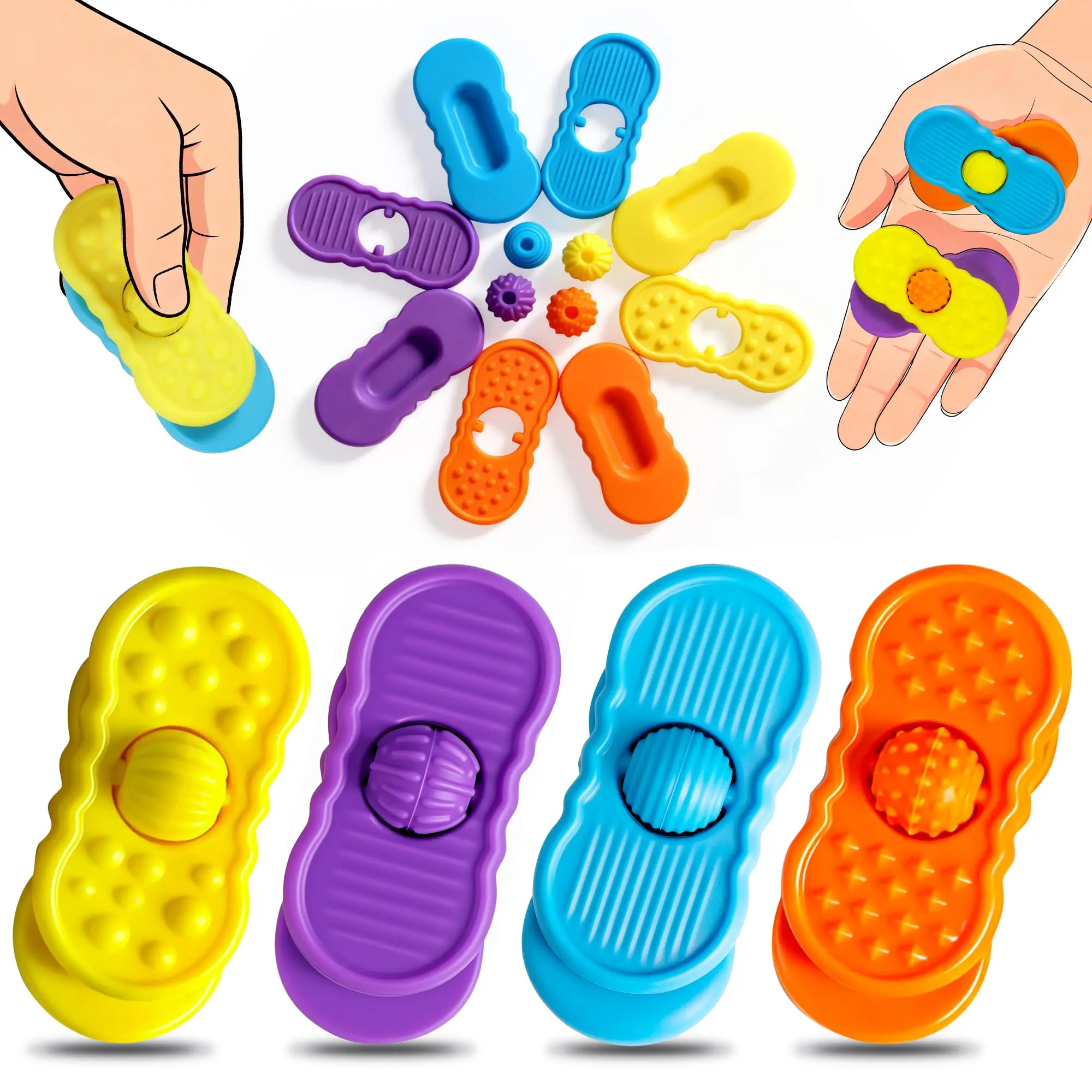 4pcs Pocket Sensory Fidget ornament  Adults Silicone Calming Figette Toy For ADHD Autism Pressure Reducing Plate Office Gifts