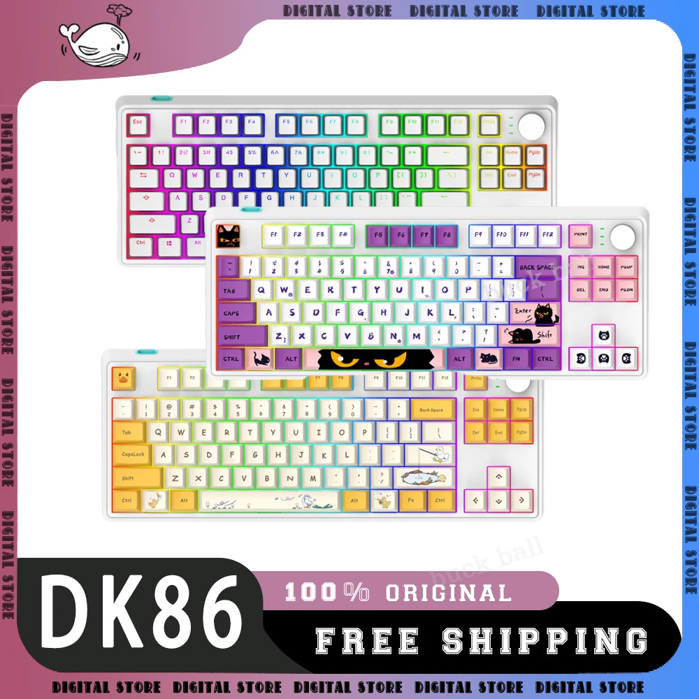 

OUSAID DK86 Mechanical Keyboard 3Mode USB/2.4G/Bluetooth Wireless Keyboard 86keys Hot Swap Rgb Backlight Gaming Keyboards Gift