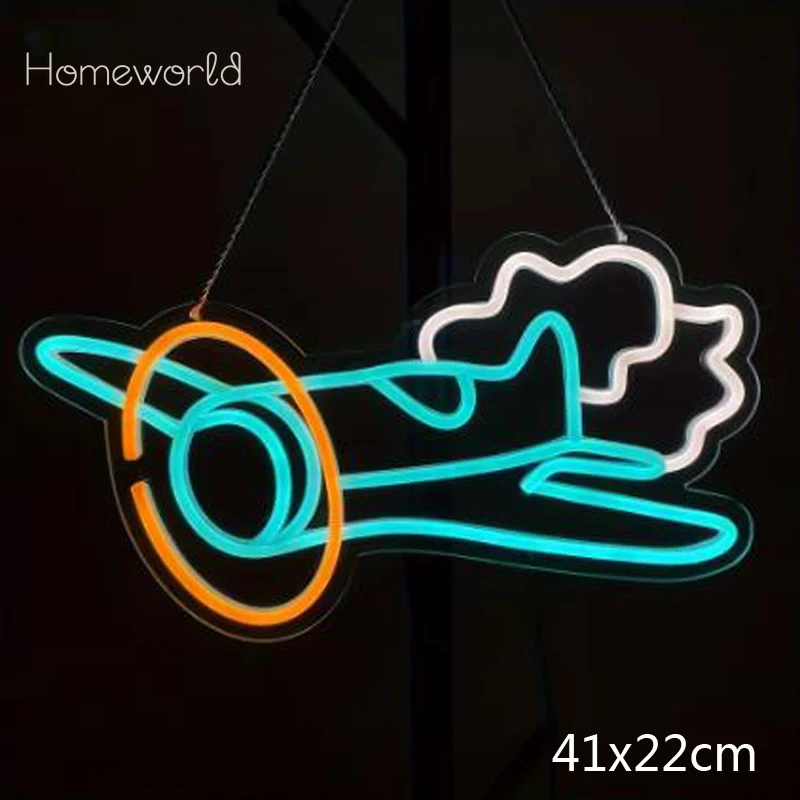 Airplane Neon Sign for Wall Decoration Neon Dimmable LED Neon Creative Night Light for Shop Birthday Party Bar Bedroom Decor