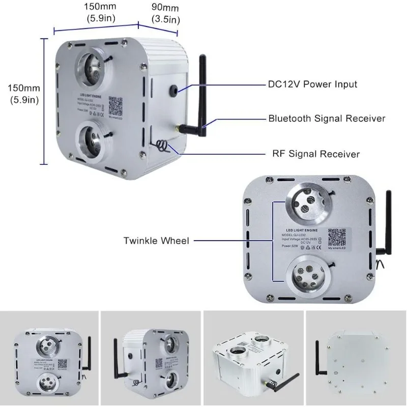 AMKI 32W Twinkle Mixed1620pcs Kit de revestimiento de cabeza Starlight de fibra óptica de 16,4 pies con estrella fugaz