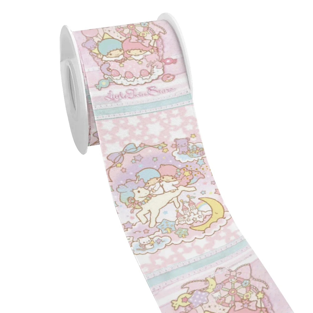 Sanrio kleine Zwillings sterne schöne Gros grain 10 Meter Band für Haars chleifen DIY Mädchen Kopf bedeckung Haars chleifen Satin band