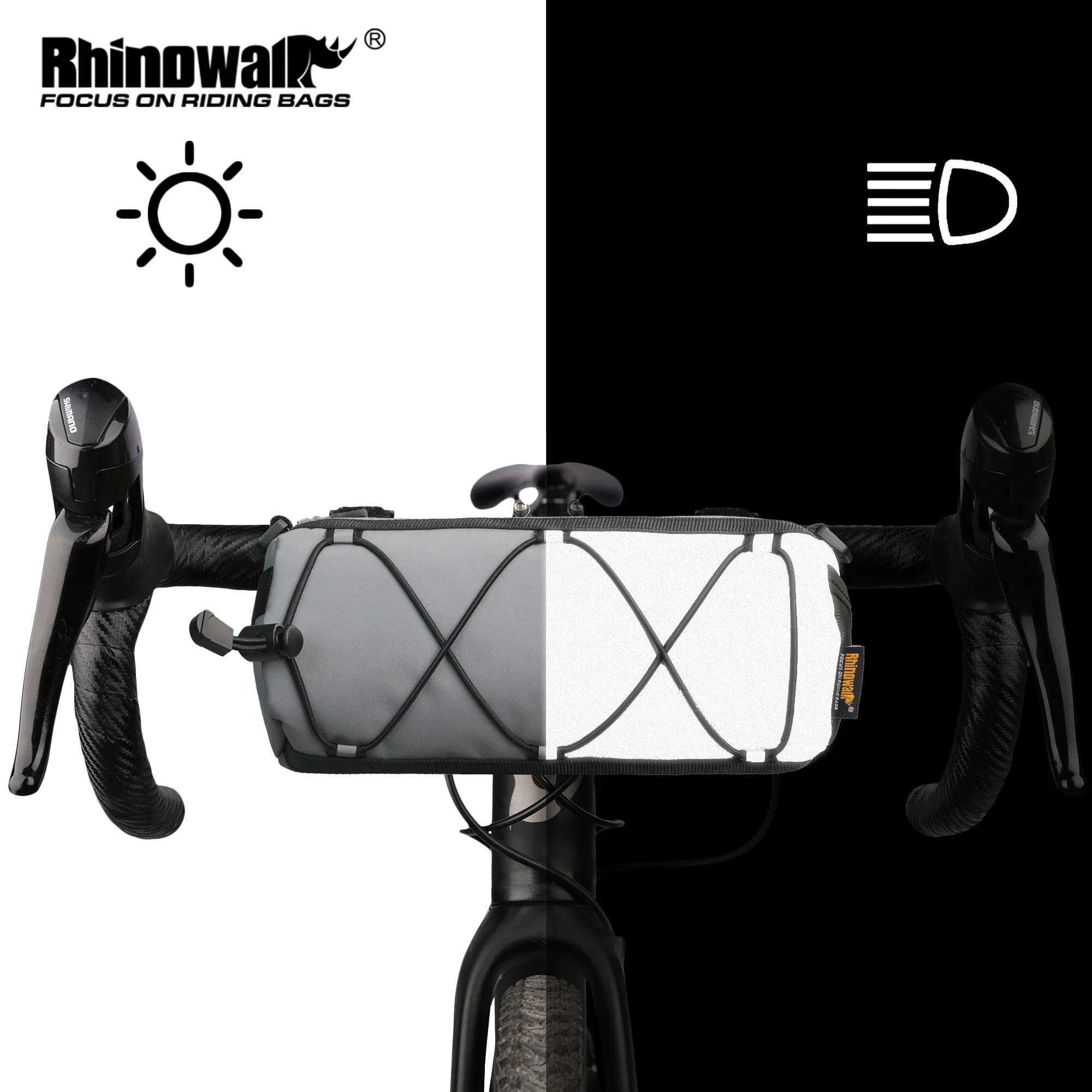 Rhinowalk 2.4L Bike Bag Portable Handlebar High Visibility Reflective or Other Colors MTB Road Cycling Bicycle Frame Tube Bag