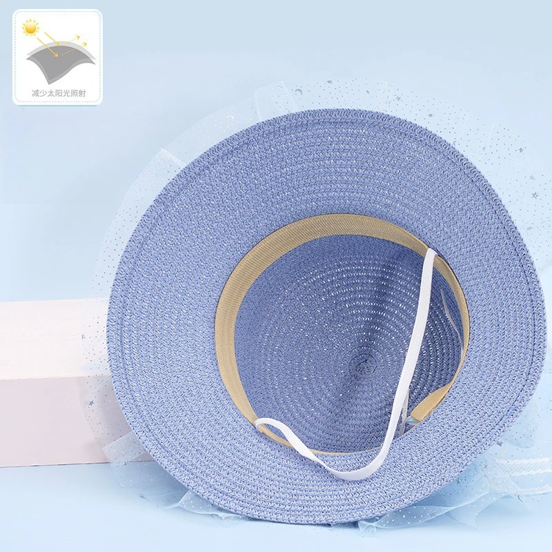 Miniso Disney Cappello da sole estivo per bambini Cappello di paglia da neve Cappello da pescatore Cappello grande per ragazze Protezione solare Parasole Brillante per bambini