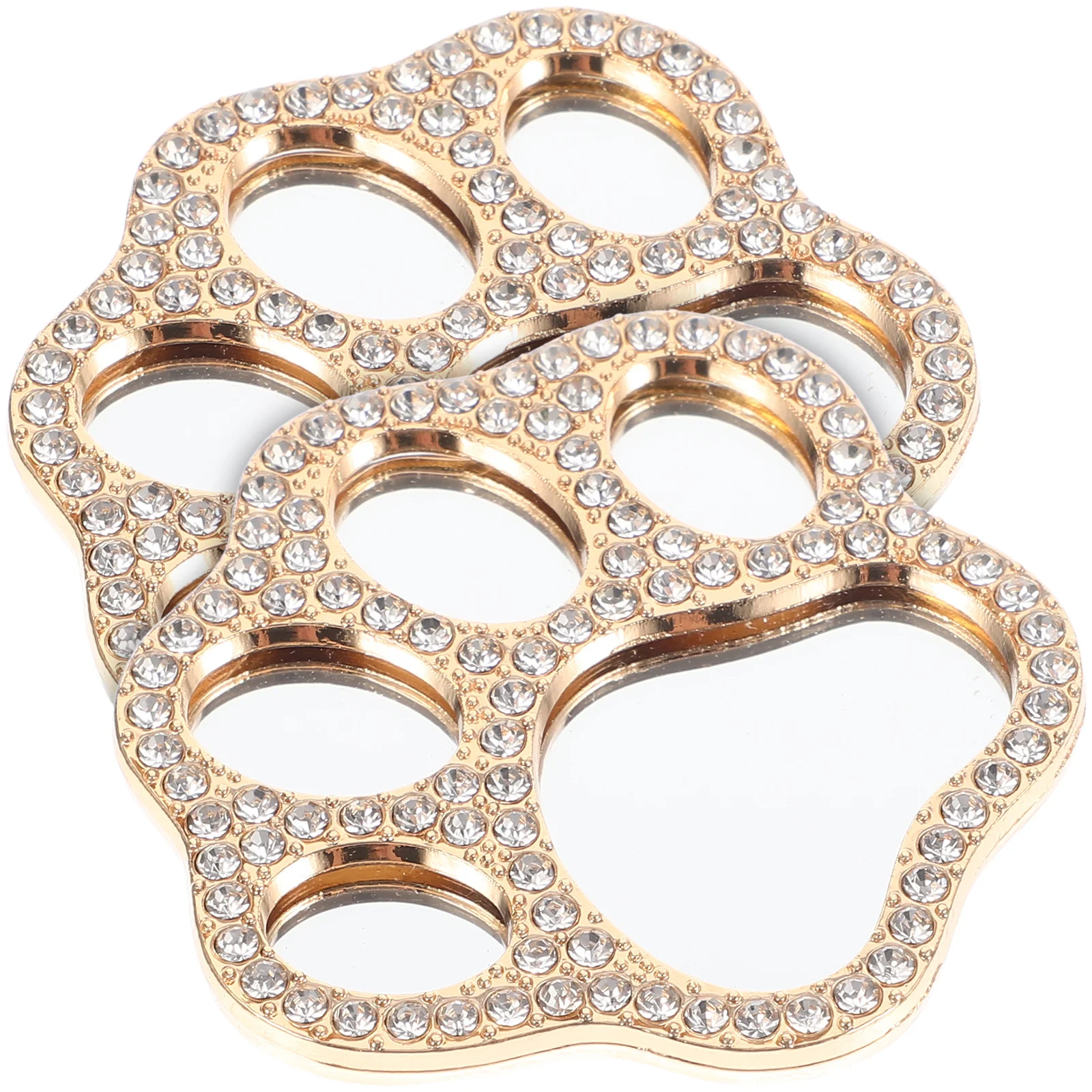 2 pçs espelho de pata de gato bonito cristal pata de gato decoração diy fornecimento para caso de telefone charme portátil pequeno espelho uso decorativo