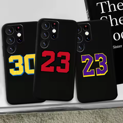 Basketball Numbers For Samsung S24 S23 S22 S21 S20 FE S10e S10 S9 Ultra Plus Plus Soft Silicone Black Phone Case