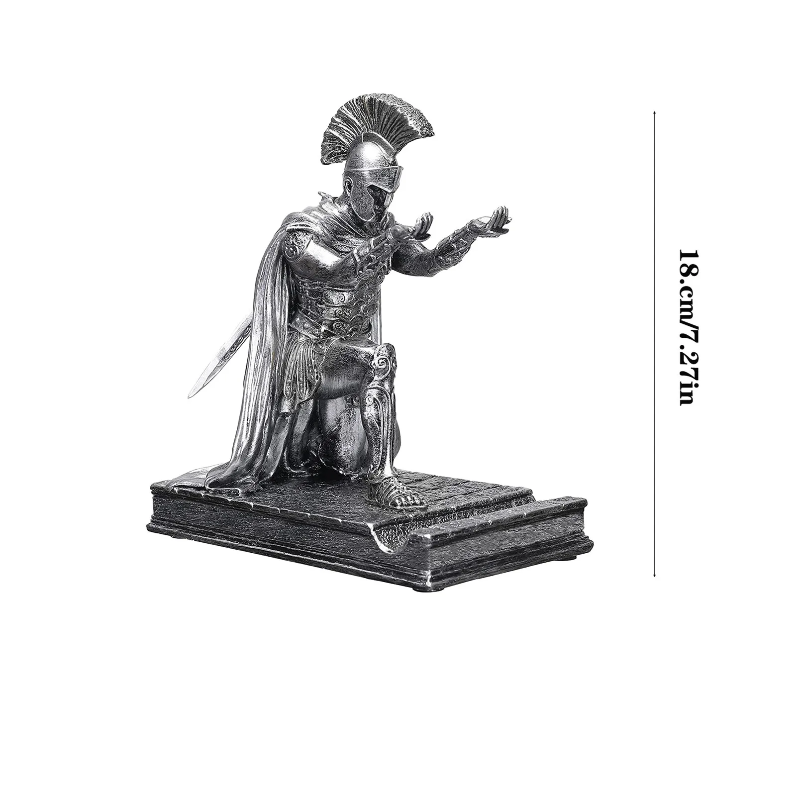 Magnetic Pen Holder For Desk, Knight Pen Holder Cool Desk Accessories, Roman Commander Kneeling Pencil Holders Finish Statue