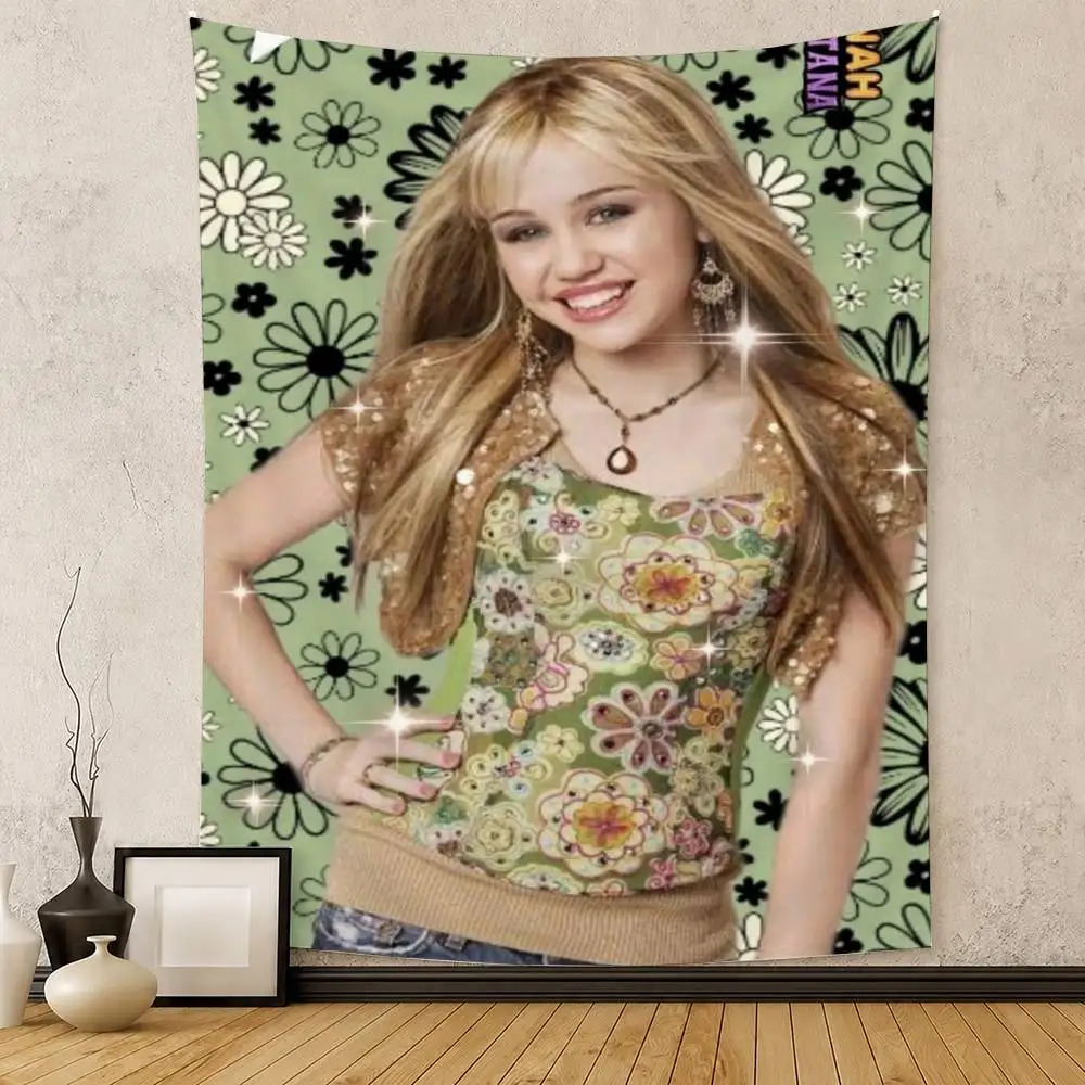 H-Hannah M-Montana Flag Digital Printing Banner for Garage Wall Out Door Decoration
