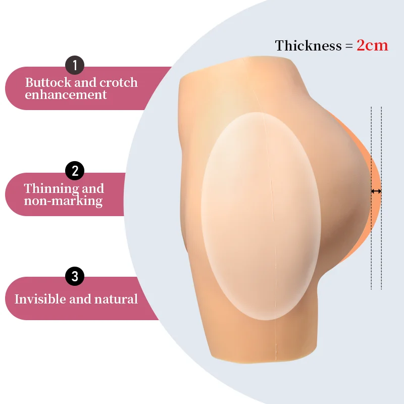 Lervanla Men's Silicone False Vagina Pants Sexy Buttocks 2cm Shemale Cosplay Crossdresser Drag Queen Hip Enhancer Pant 6 Colors