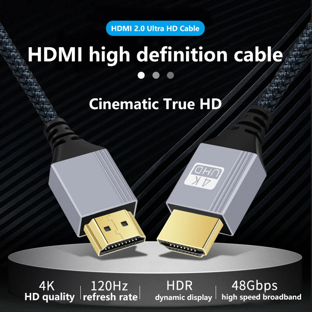 HDMI Cable 2.0 4K Cable for PS4 PS5 Xbox Laptop TV Stick Blu-ray Player HDR High Speed Ethernet 4K 60Hz 1080P Male 1-10M