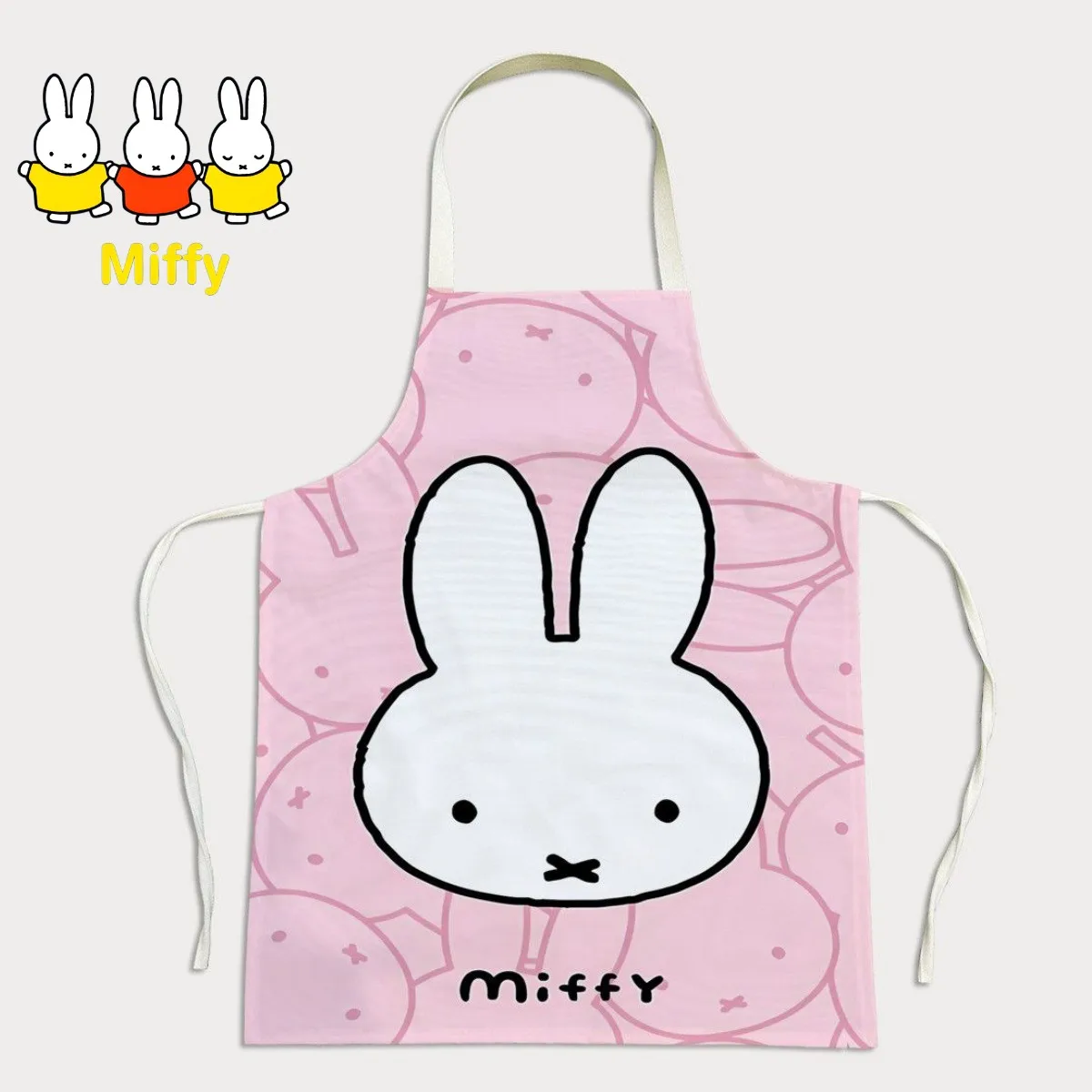 Kawaii Miffy Rabbit Apron Cartoon Miffy Rabbit Waterproof and Stain-resistant Apron Fashionable Home Cooking Adult Waist Wrap