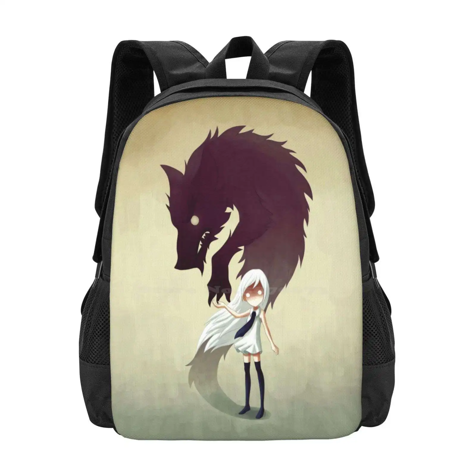 Werewolf Hot Sale Schoolbag Backpack Fashion Bags Cute Little Girl Shadow Daemon Werewolf Animal Horror Fantasy Dream Children