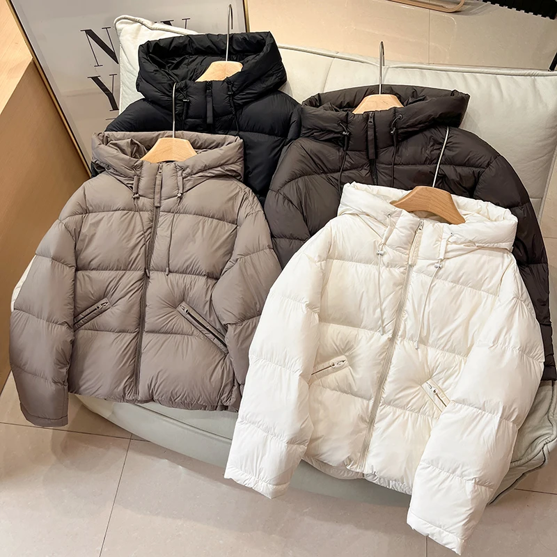

Thickened Warm Short down Jacket Women's Fashionable Coffee Color Small Size Outerwear Winter New Arrival Eye-Catching