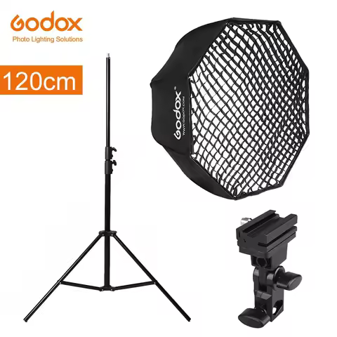 Godox Portable 120cm 47" Octagon Umbrella Softbox with Honeycomb Grid,2.8m Light Stand,Holder Bracket for Flash Speedlight