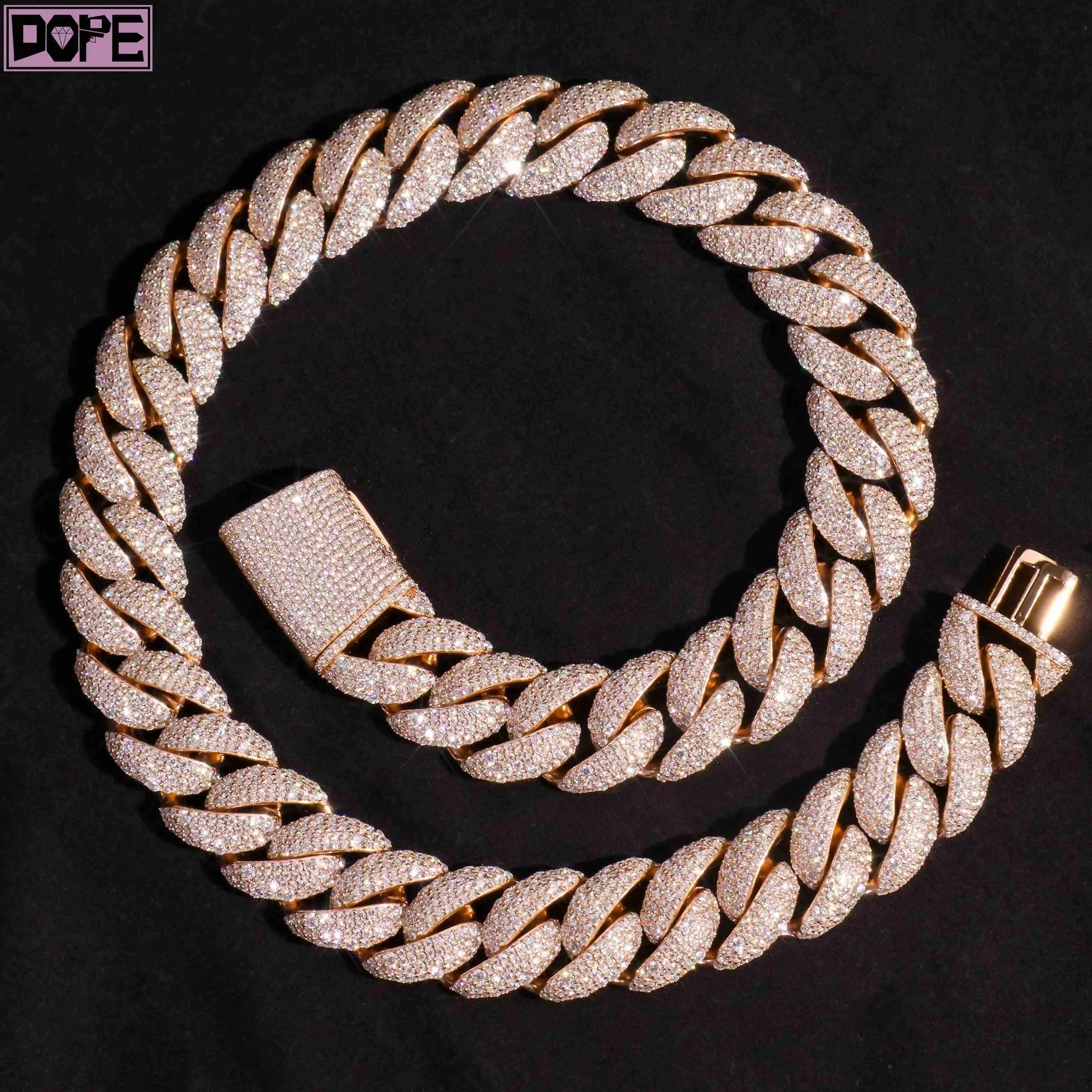 Hip Bling Hop Cuban Link Chain 16mm 18mm 20mm Thick Miami VVS 925 Silver VVS Moissanite Cuban Chain..