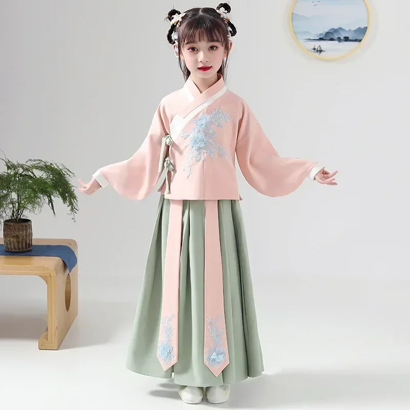 Retro Girls Hanfu Children Fairy Princess Gowns Lovely Stage Show Dress Chinese Syle Photography Clothes Fairy Dancing Dress