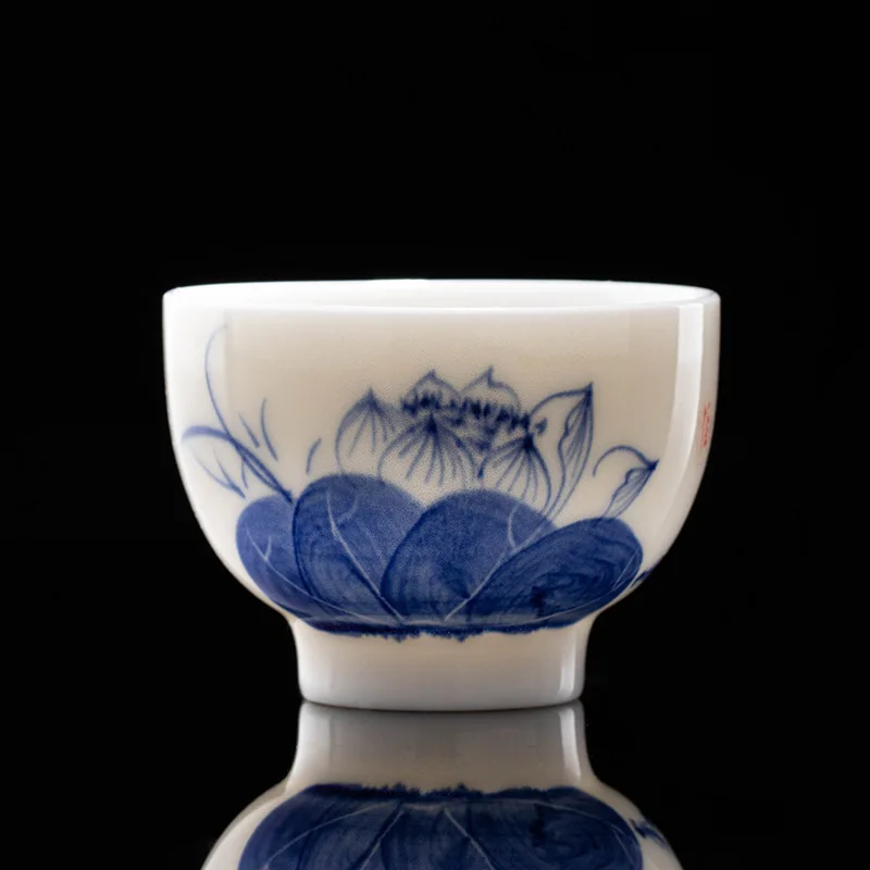 NEW Yangzhi Jade Hand-painted Ruyi Small Ceramic Tasting Women's Complete Kung Fu Set Tea Cup Supports LOGO Printing
