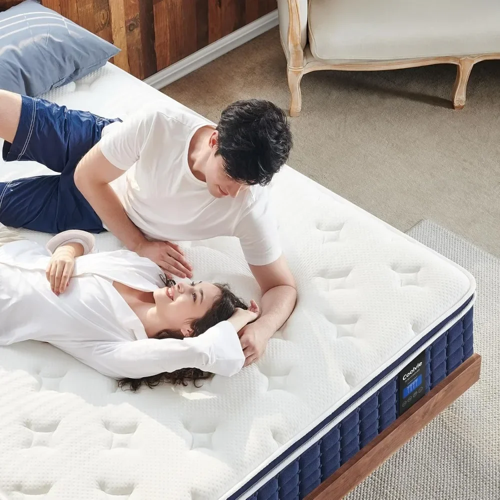 Coolvie-Matelas jumeau XL 12 pouces, matelas jumeau moyen optimiste XL dans une boîte, ressorts de poche individuels hybrides avec mousse à mémoire de forme