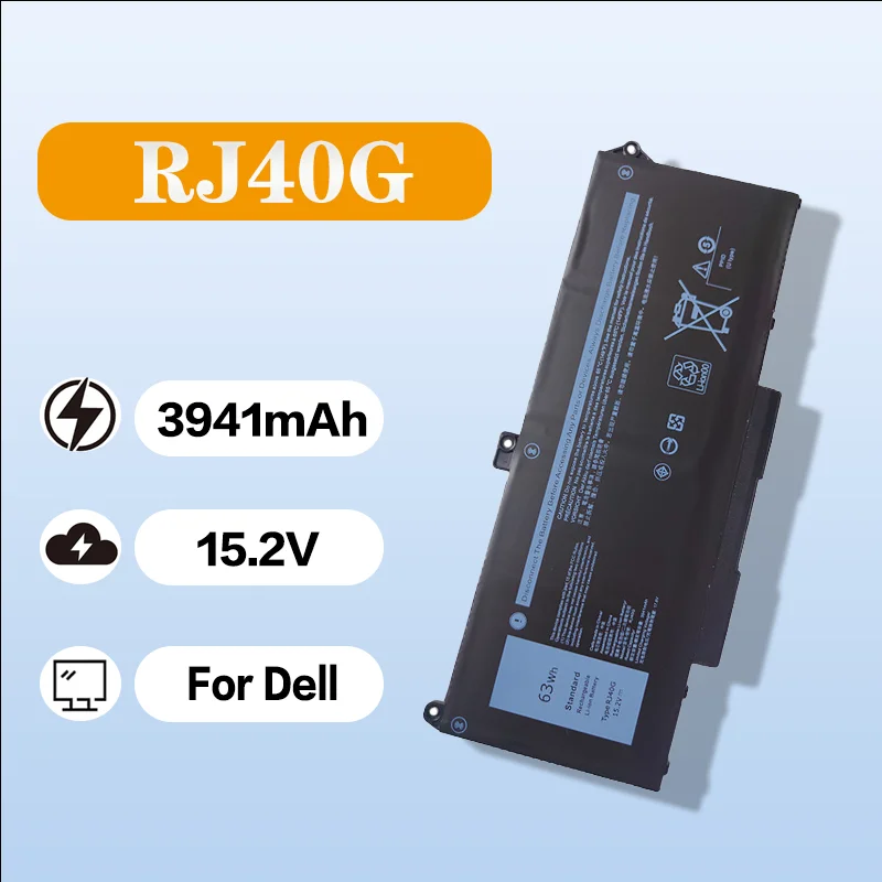 

Laptop Battery RJ40G for Dell Latitude 15 5520 / Latitude 14 5420 (WY9DX, 01K2CF) 15.2V 3941mAh Replacement Notebook Battery