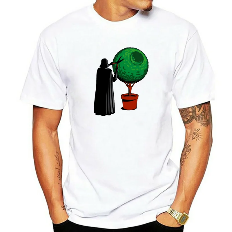 2020 Cotton Short-Sleeve T-Shirt Retro 100% Cotton Naughtees Clothing Darth Trimming Death Star Hedge White Standard T-Shirt