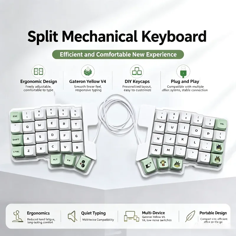 Silakka54 Kit Wired Hot Pluggable Qmk/vial Split Mechanical Ergonomic Keyboard Multi‑system Compatible for Office Typing