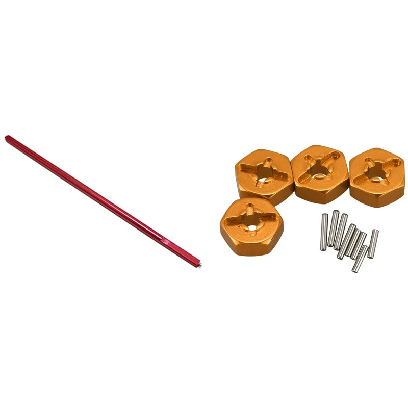 Per Wltoys 144001 1/14 144001-1293 albero motore centrale, rosso e lega di alluminio 12Mm combinatore mozzo ruota esagonale adattatore aggiornamenti