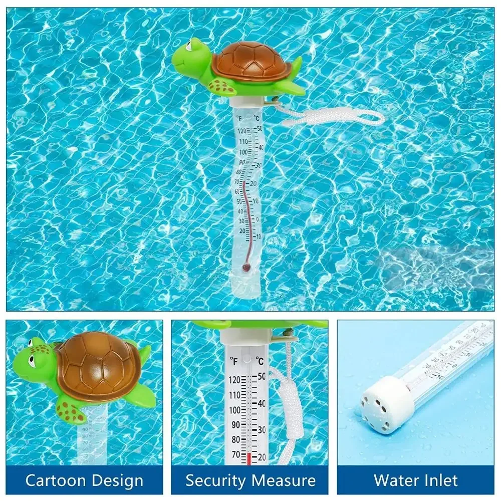 New Turtle Pool Thermometer Easy Read Shatter Resistant Bath Thermometer With String Pool Thermometer Floating Spas