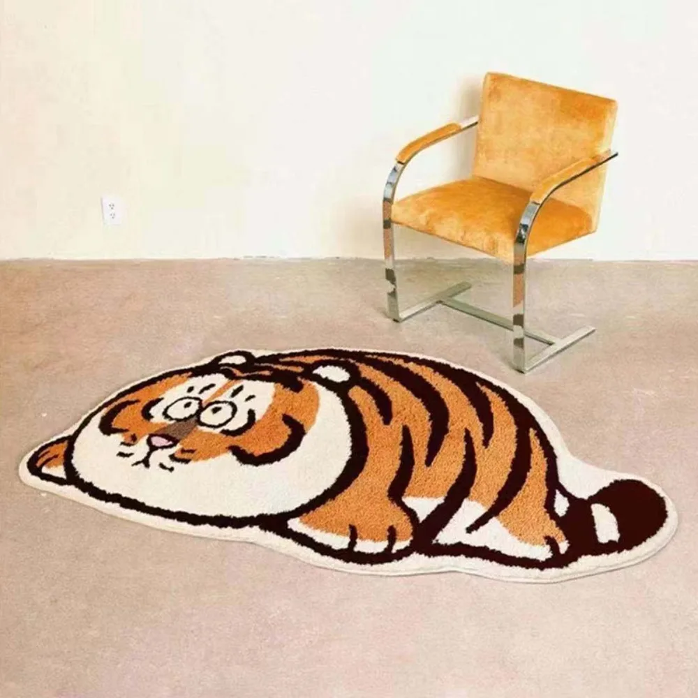 Durable Thick Tiger Carpet Cartoon Soft Furry Carpets Creative Cute Foot Pads Living Room