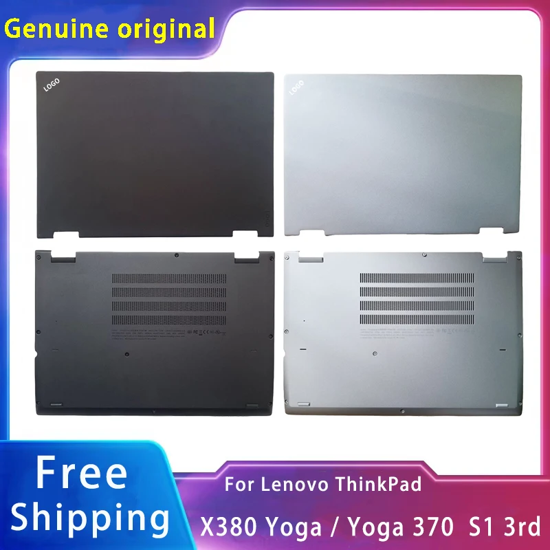 

New For Lenovo ThinkPad X380 Yoga 370 S1 3rd ;Replacemen Laptop Accessories Lcd Back Cover/Bottom With LOGO Black Silvery