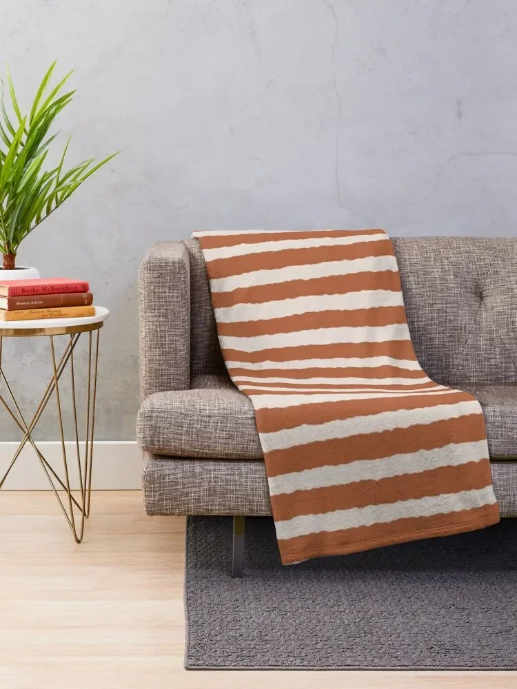 Burnt Orange & Cream Stripe Throw Blanket For Baby Luxury Designer Kid'S Single Blankets