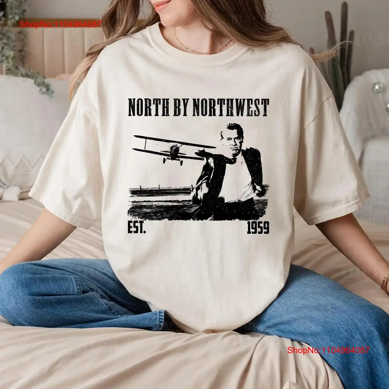 

Футболка North By NorthwesT, винтажная ретро классическая футболка для него, рождественская винтажная стираная повседневная модная удобная дышащая футболка