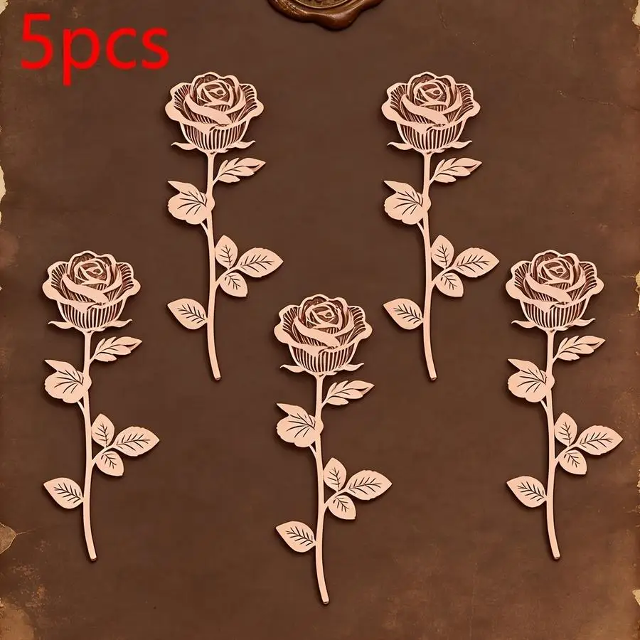 1/5/10/20/50/100pcs of Stainless Steel Metal Rose Bookmarks - Hollow Design, Ultra-Thin And Durable, Perfect As a Holiday Gift f