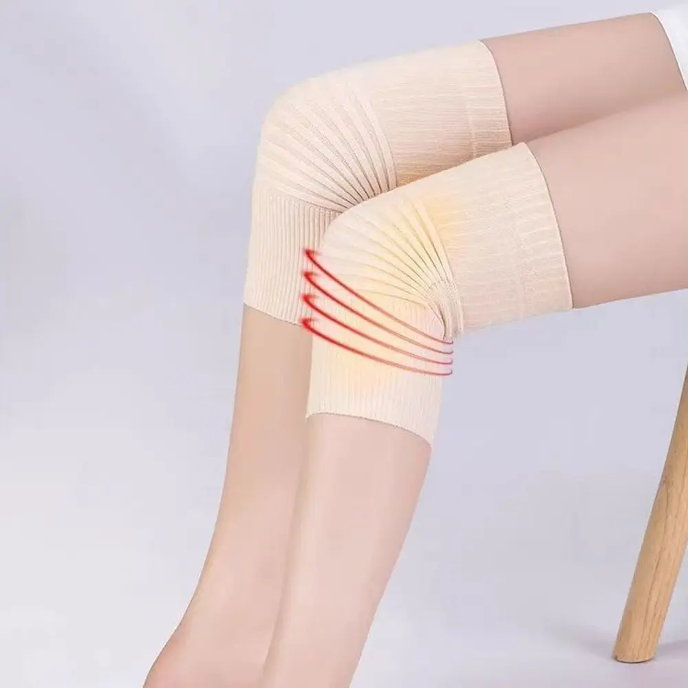 Ginocchiere in cotone da donna e da uomo, ginocchiere termiche morbide lavorate a maglia, maniche protettive, vestibilità elasticizzata, protezione sportiva