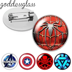 Disney ironmanスパイダーマンシンボルスーパーヒーローフォトカボションブローチピンバックボタンバッグ服デニムジーンズラペルピンジュエリー