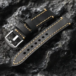 Handmade First Layer Cowhide Leather Strap 20 21 22 23 24 26MM Vintage Soft Leather Strap Suitable For Military Watch Mountain