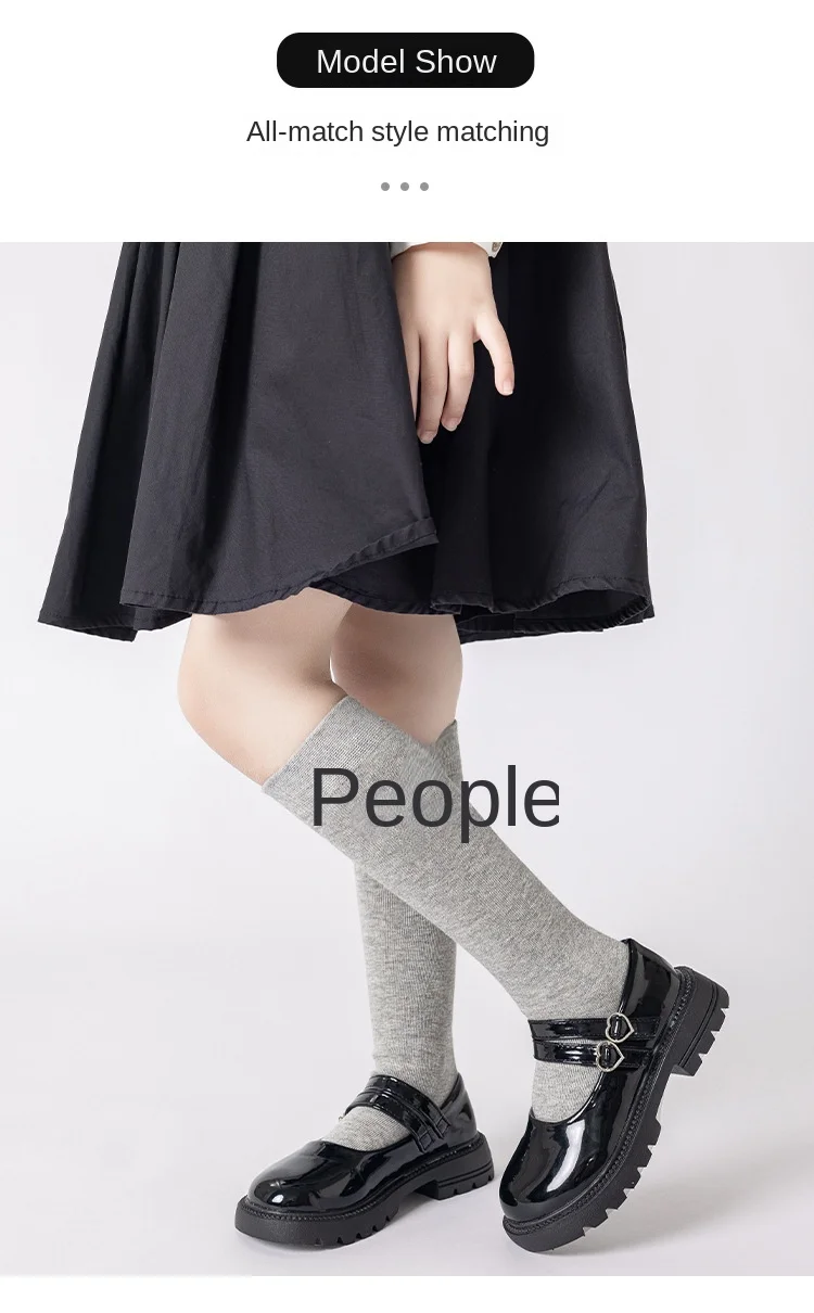 3 Paar kniehohe Slouch-Socken für Mädchen, schwarz, weiß, grau, Schleife, Frühling, stapelbare Strumpfhosen für Kinder von 3–12 Jahren, lässige Schulsocken – Detail 26