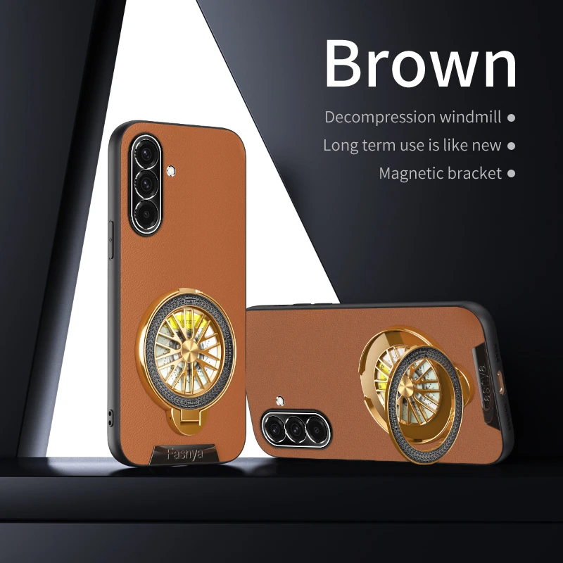 Leather Texture Soft Phone Case for Samsung Galaxy A25 A23 A31 A24 A32 4G A33 A34 A35 5G with Rotating Holder Back Cover