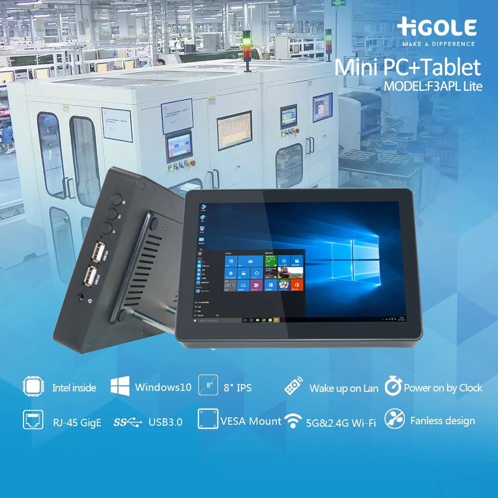 

HIGOLE F3APL Mini PC Tablet Pad 8Inch 1280*800 Windows 10 Intel N3350 Quad Core HDMI-compatible 4G RAM 64G eMMC Mini PC Computer