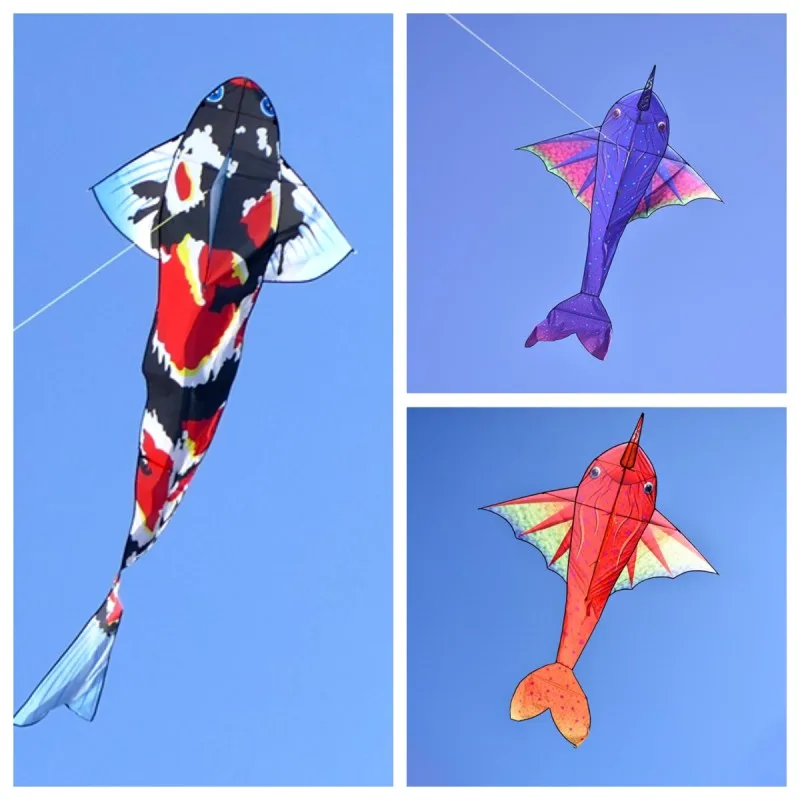 free shipping fish kite for adults outdoor toys 3d cartoon kite professional windsurfing flying inflatable toys kite reel fun