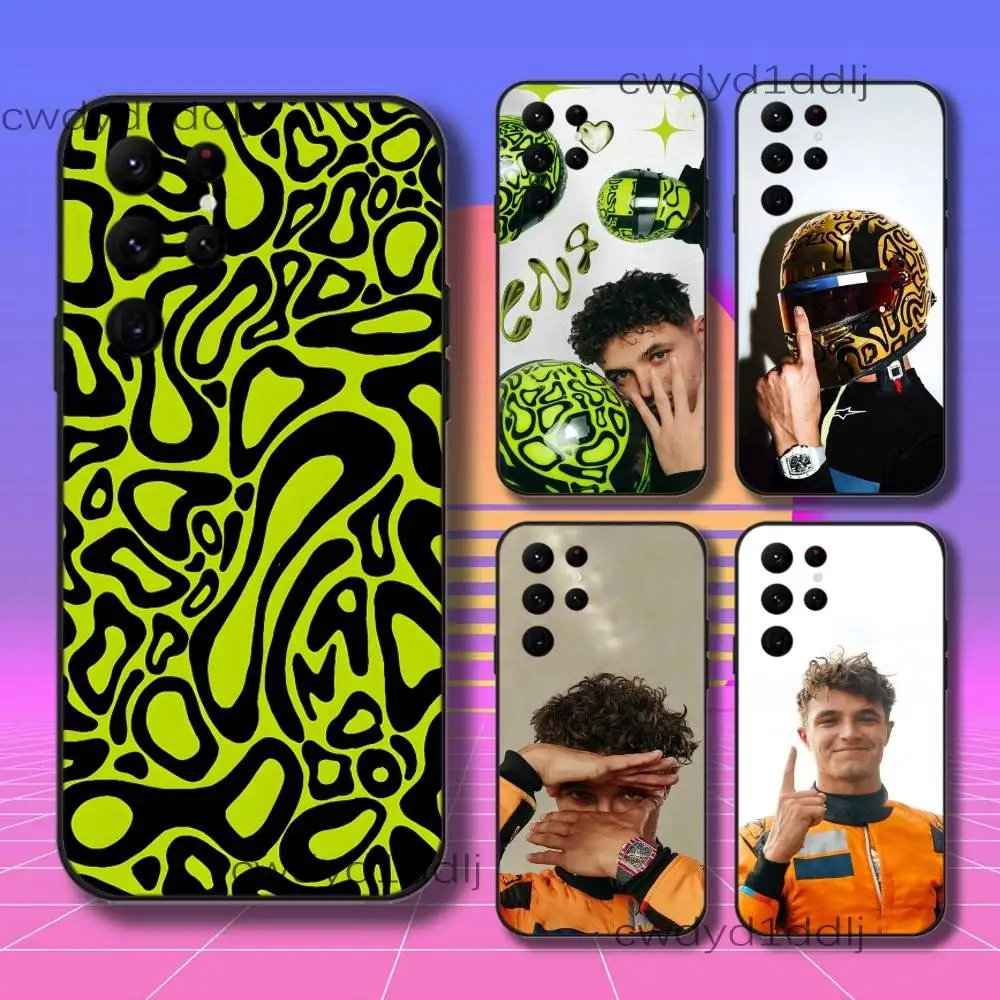 L-Lando 4 F-F1 Norris Helmet Phone Case For Samsung S10,S21,FE,S21 ,S26,S25,S24,S23,Ultra,S9,S22,Plus Black Shell Cover