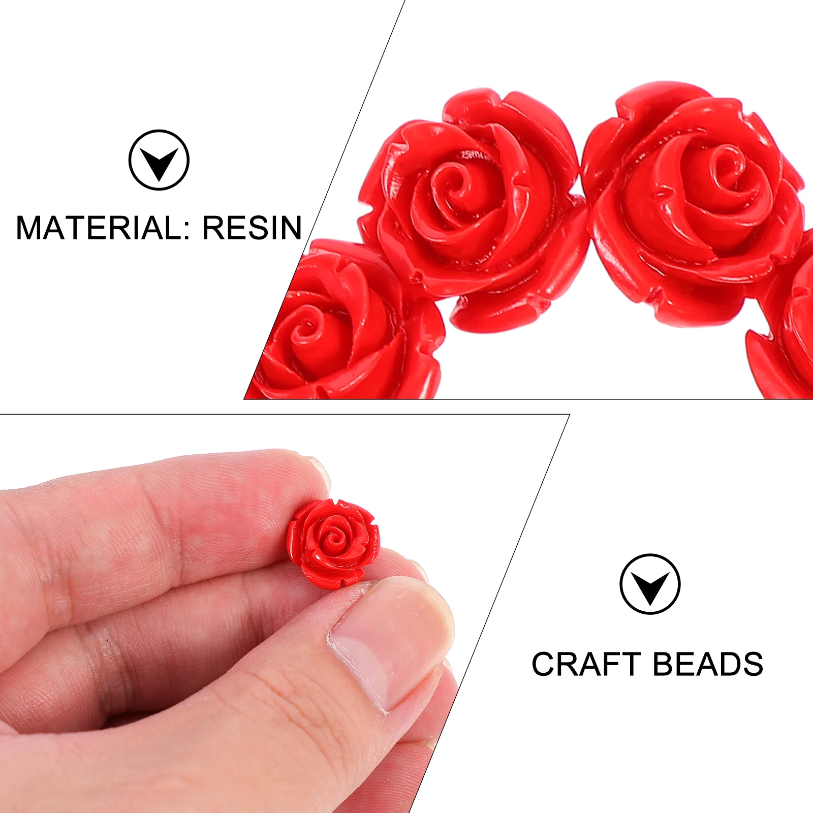 

50Pcs Red Rose Beads Loose Flower Resin Beads for DIY Bracelet Necklace Craft Jewelry Making Pendant Decor Supplies