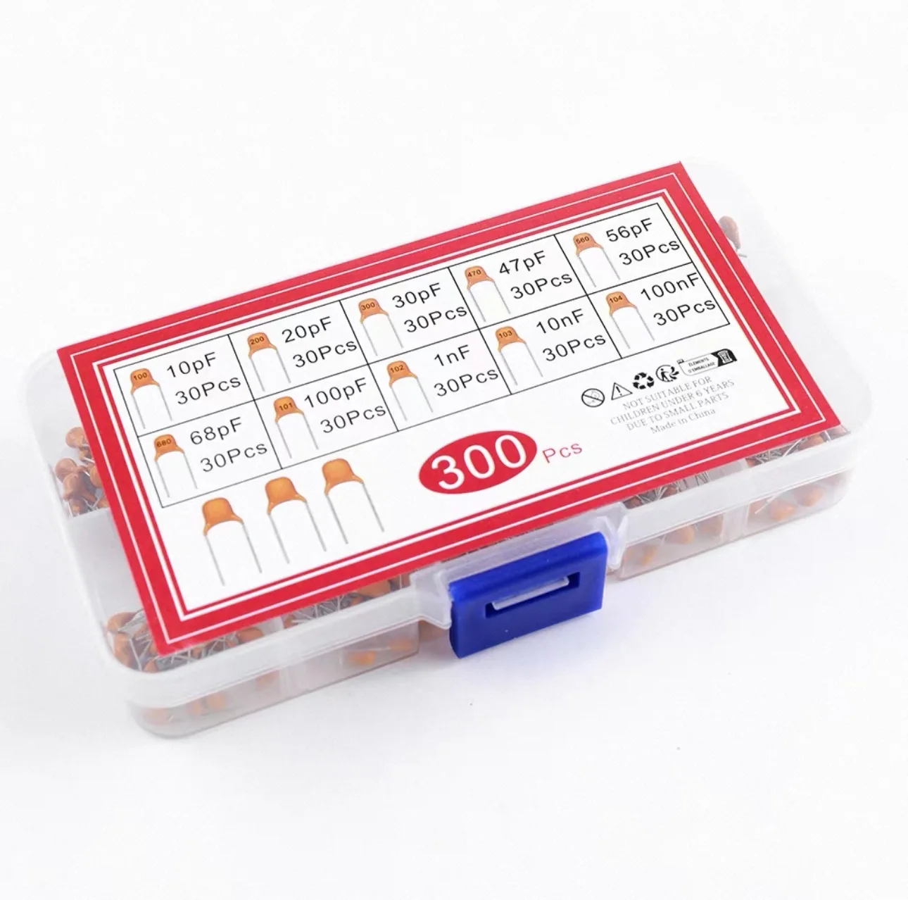 300pcs/480pcs Ceramic Capacitor Assortment Kit For Guitar Capacitor 10Values/24Values 10PF-10uf image 3